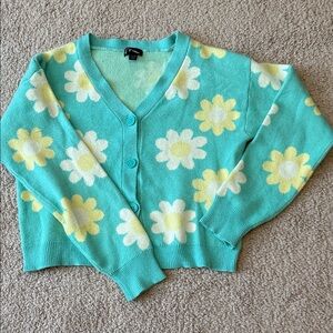 Art Class Teal and Yellow Floral Sweater